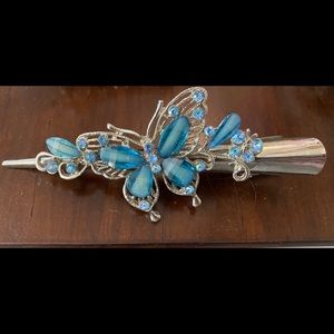 Jeweled Blue Butterfly Hair Clip